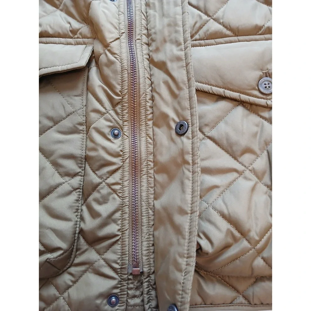 Brown Chaps Quilted Barn Corduroy Collar Puffer Jacket